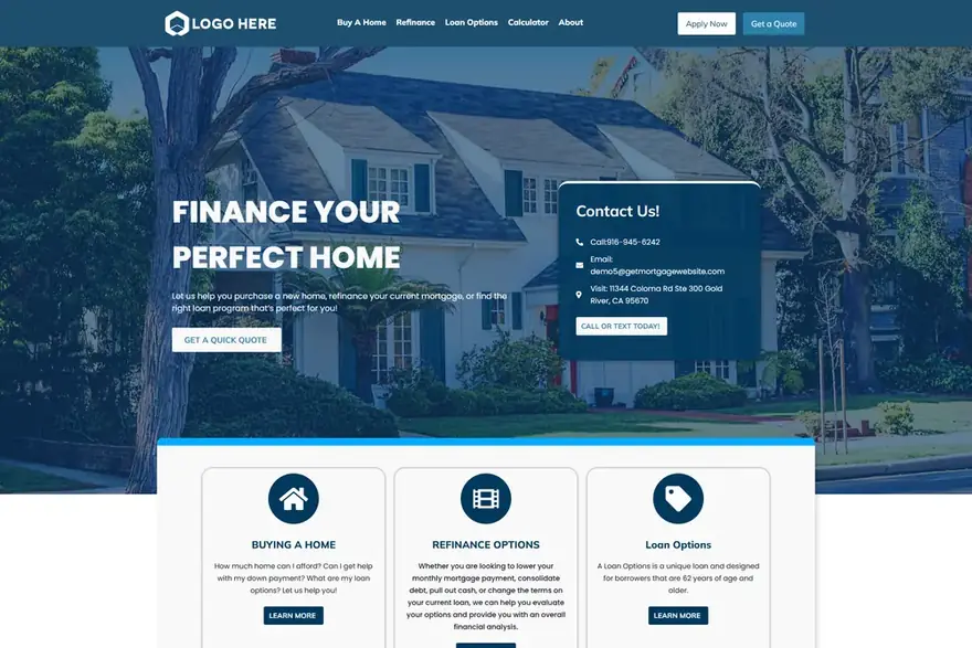 Design 5 mortgage website demo
