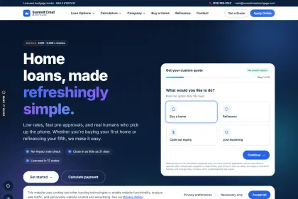 Summit Crest Mortgage — Indigo — dark split with live quote mortgage website design